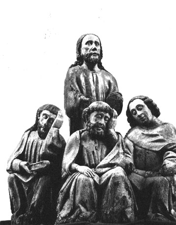 Gethsemane-groep: Christus (staande) met de apostelen Petrus, Johannes en Jacobus