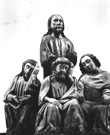 Gethsemane-groep: Christus (staande) met de apostelen Petrus, Johannes en Jacobus