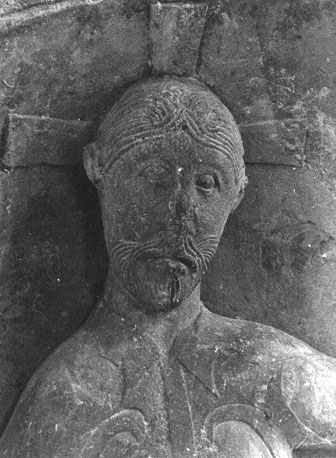 'Majestas Domini': tronende Christus in achthoekige mandorla, detail: hoofd van Christus