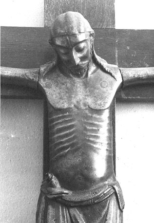 "Werdener Kruzifixus", Christus aan het kruis, detail: torso
