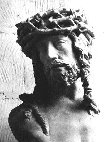 Noordzijde: Christus in doodsstrijd, in afwachting van zijn kruisiging, zittend op een steen
