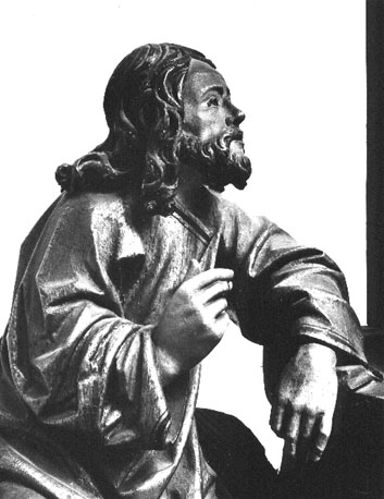Christus en de Samaritaanse: gezeten bij Jacobs bron, vraagt hij haar om iets te drinken; detail: bovenlichaam van Christus