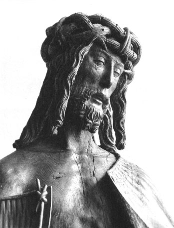 Christus getoond aan het volk, 'Ecce Homo', detail: hoofd en schouders van Christus