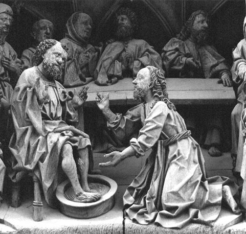 Hoogaltaar, predella, detail: Christus wast de voeten van de apostelen