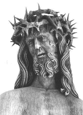 Christus' hoofd met doornenkroon (en face)