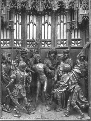 Sint-Joris-retabel, detail: sint Joris wordt gegeseld
