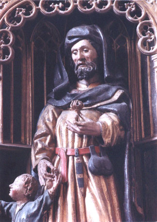 Retabel, detail: sint Jozef met het Christuskind