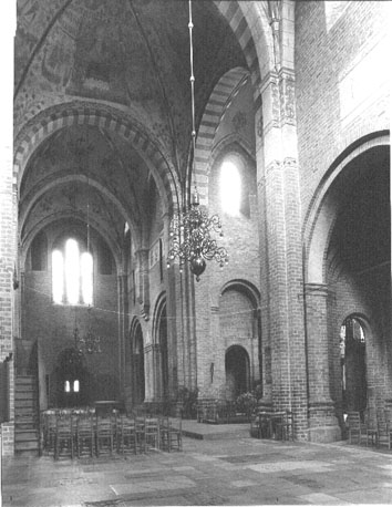 Viering en zuider transept; gewelfschilderingen, vanuit het zuiden