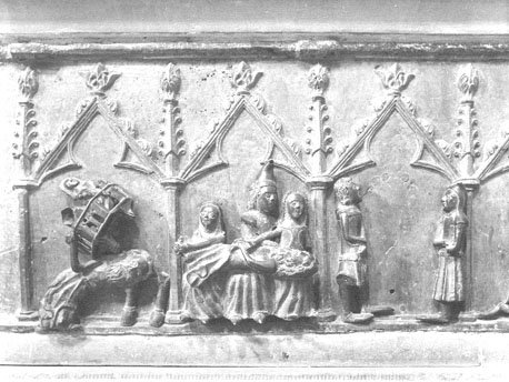 Restant van reliëf van grafmonument van koning Christoffer II, detail: scènes uit het verhaal van Samson