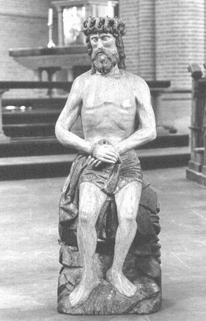 Christus, wachtend op zijn kruisiging, zittend op de koude steen