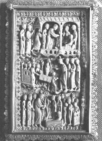 Drie scènes over dodenopwekkingen: de dochter van Jairus, de zon van de weduwe van Nain, en Lazarus