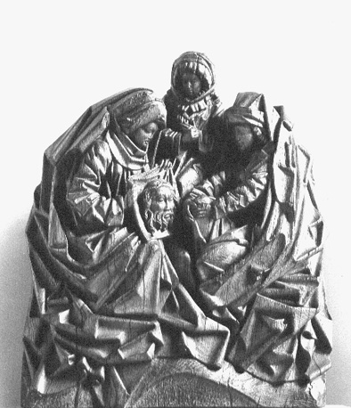 Drie Heilige Vrouwen; doek met de afbeelding van Christus' gelaat, opgehouden door Veronica