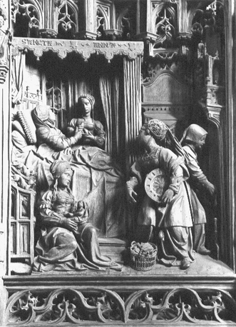 Mariaretabel; detail: geboorte van Maria