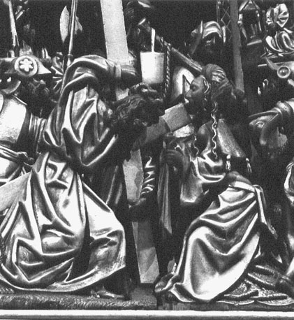 Passieretabel, fragment: Christus die het kruis draagt, ontmoet Veronica