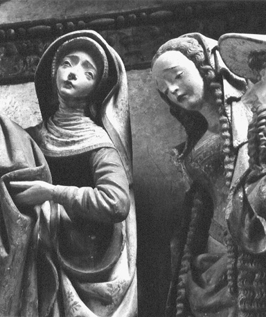 Derde kapel in zuidelijk zijbeuk: Graflegging van Christus, detail: twee vrouwelijke personen