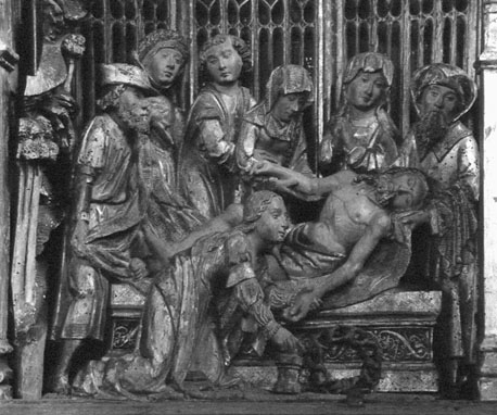 Passieretabel, detail: graflegging van Christus