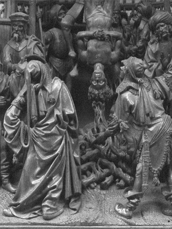 Sint-Jorisretabel, met de martelingen van sint Joris (detail)