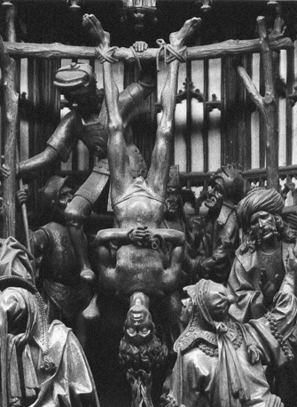 Sint-Jorisretabel, met de martelingen van sint Joris (detail)