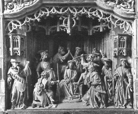 Altaarretabel met scènes uit het leven van Christus, detail: Bespotting van Christus
