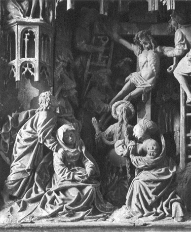 Altaarretabel met scènes uit het leven van Christus; detail: Christus wordt van het kruis gehaald