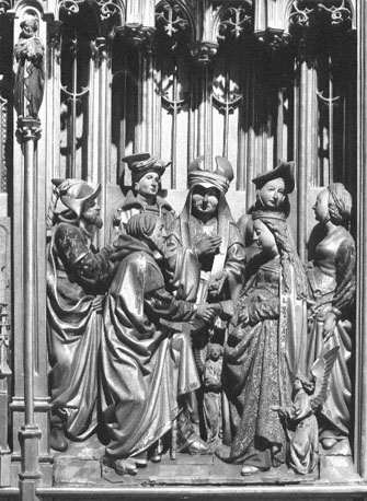 Retabel of Saluzzo  (of: Saluces), detail: huwelijk van Maria en Jozef