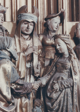 Retabel of Saluzzo  (of: Saluces), detail: huwelijk van Maria en Jozef (detail)