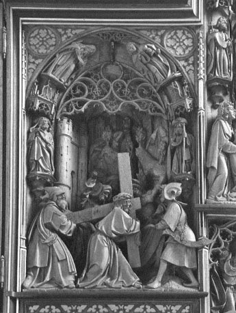 Passieretabel, detail: Christus draagt het kruis