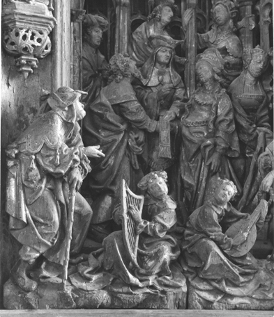 Mariaretabel (II), rechterdeel: huwelijk van Maria en Jozef (detail)
