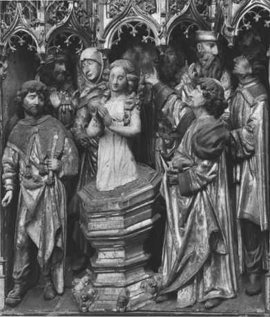 Dimpnaretabel, fragment: heilige Dimpna wordt gedoopt