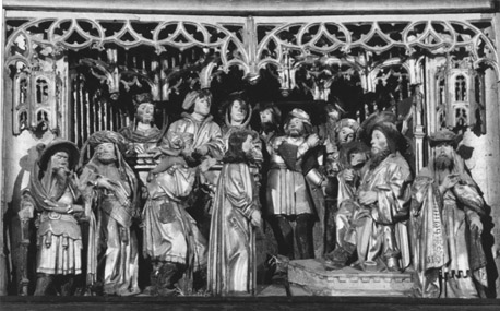 Altaarretabel met 15 scènes uit de jeugd en Passie van Christus, detail: Christus voor Pontius Pilatus