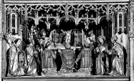 Altaarretabel, detail: de Gregoriusmis, Christus verschijnt boven het altaar