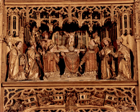 Altaarretabel, detail: de Gregoriusmis, Christus verschijnt boven het altaar