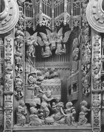 Sint-Annaretabel, middendeel: geboorte van Maria
