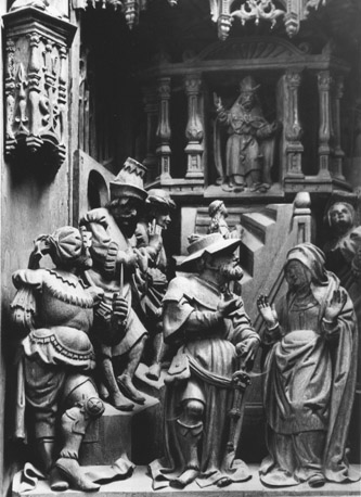 Sint-Annaretabel, rechter deel (beneden):  presentatie van Maria in de tempel