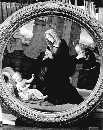 Aanbidding van het Christuskind door Maria en Jozef (schilderij; boeken op de achtergrond)