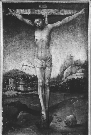 Christus aan het kruis, in een landschap