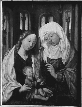 Anna-te-drieën: Anna, Maria en Christuskind  dichtbij elkaar, in kerk