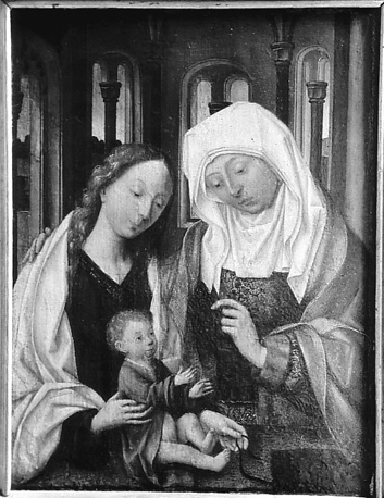 Anna-te-drieën: Anna, Maria en Christuskind  dichtbij elkaar, in kerk