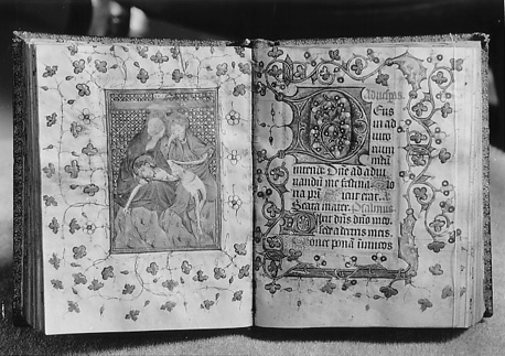 Geïllustreerd handschrift: bewening van de dode Christus door Maria en Johannes