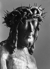 Christus wachtend op de kruisiging. Detail: hoofd van Christus. 'Christus op de koude steen'